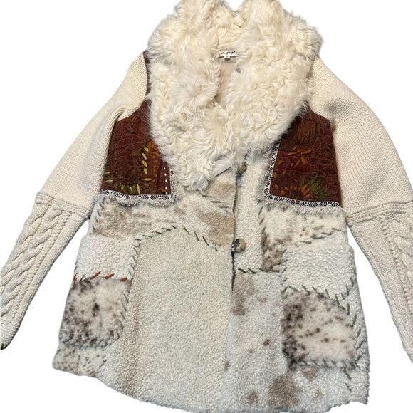 Nigel Preston Lambskin & Wool Knit Patchwork Artisan Jacket Size Small NWT - Picture 3 of 14